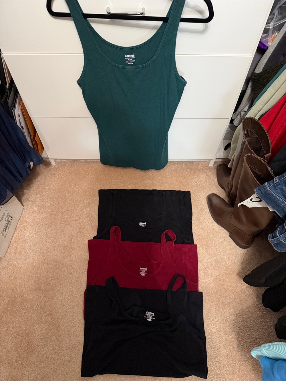 Old Navy Dark Green, Black, Burgundy Tank Tops Set